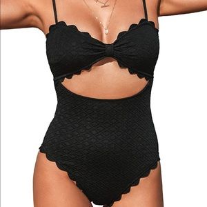 BRAND NEW nwt cupshe black one piece bathing suit with cut outs- size medium